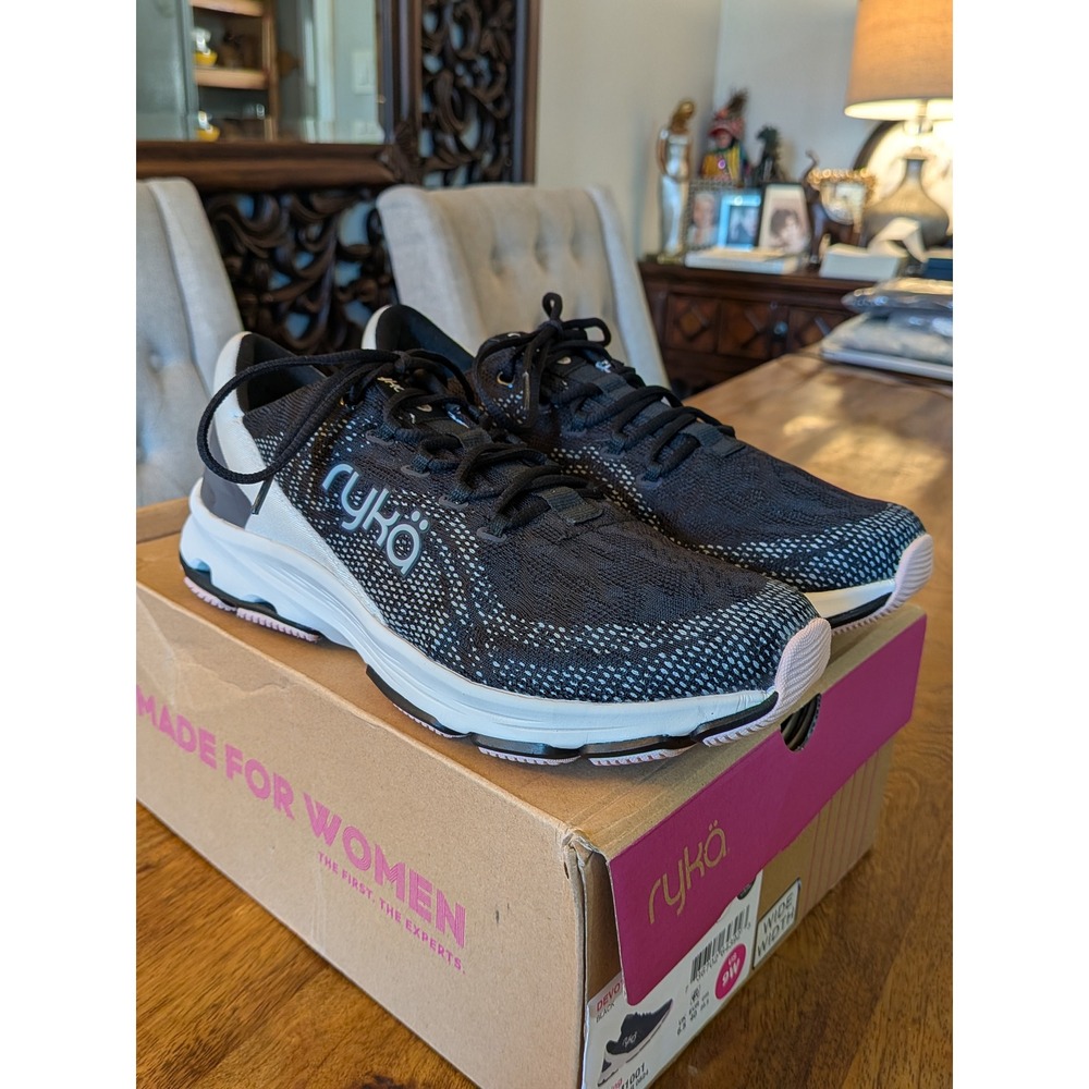 Ryka Devotion X Women's Walking Shoes Black Pink Sneakers Size 9W Wide With Box